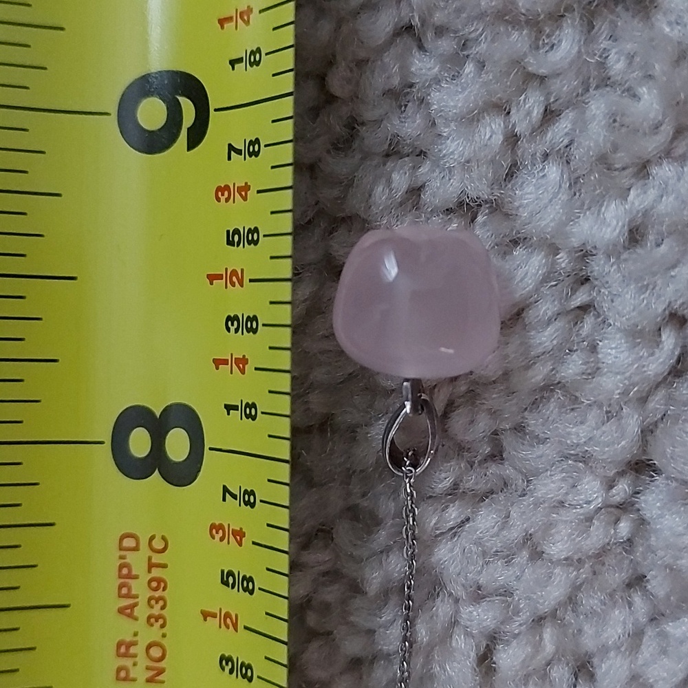 Dainty Rose Quartz Apple Pendant Necklace 925 Sterling Silver Chain - Picture 14 of 16